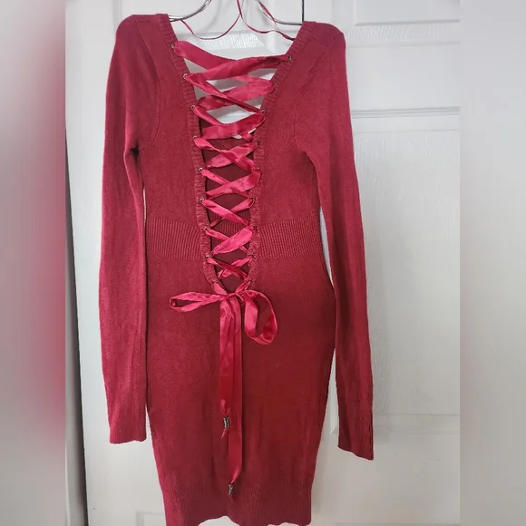 chinese dress ladies Grace and Lace Faux Wrap Cabernet Sweater Dress - Cabernet / XL | Sweater Dress main image 1